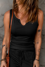 Load image into Gallery viewer, Split Neck Ribbed Knit Tank Top