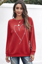 Load image into Gallery viewer, Rhinestone Heart Shaped Long Sleeve Sweatshirt