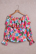 Load image into Gallery viewer, Floral Print Ruffled Off Shoulder Blouse