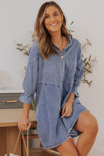 Load image into Gallery viewer, Buttoned Long Sleeve Denim Mini Dress