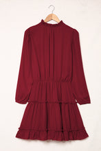 Load image into Gallery viewer, V Neck Long Sleeve Ruffle Tiered Mini Dress