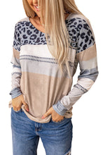 Load image into Gallery viewer, Leopard Color Block V Neck Top