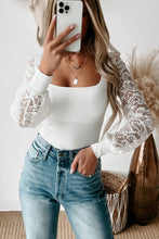 Load image into Gallery viewer, Lace Sleeves Square Neck Bodysuit