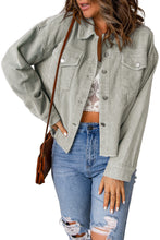 Load image into Gallery viewer, Raw Hem Flap Pockets Cropped Corduroy Jacket