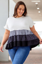 Load image into Gallery viewer, Plaid Dot Ruffled Plus Size Babydoll Top