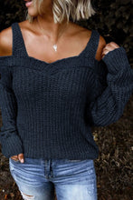 Load image into Gallery viewer, Dark Blue Dew Shoulder Juliette Knitted Sweater