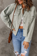 Load image into Gallery viewer, Raw Hem Flap Pockets Cropped Corduroy Jacket
