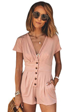 Load image into Gallery viewer, Deep V Neck Buttoned High Waist Romper