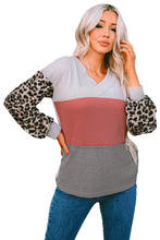 Load image into Gallery viewer, Wild Leopard Contrast Sleeve Colorblock Waffle Knit Top