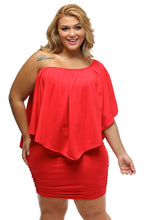Load image into Gallery viewer, Plus Size Multiple Dressing Layered Red Mini Poncho Dress