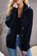 Load image into Gallery viewer, Navy Blue Long Sleeve Button-up Hooded Cardigans