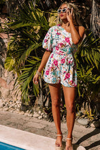 Load image into Gallery viewer, Floral Single Bubble Sleeve Slant Shoulder Romper