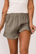 Load image into Gallery viewer, Khaki High Waist Pocketed Ruffle Shorts