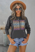 Load image into Gallery viewer, GOOD VIBES Graphic Pullover Sweatshirt