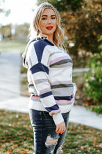 Load image into Gallery viewer, Stripe Plus Size Striped Hooded Knit Sweater