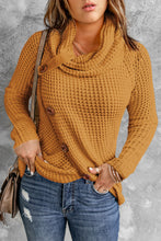 Load image into Gallery viewer, Mustard Buttoned Wrap Turtleneck Sweater