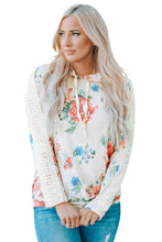 Load image into Gallery viewer, Floral Print Lace Contrast Long Sleeve Hoodie