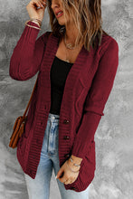 Load image into Gallery viewer, Burgundy Front Pocket and Buttons Closure Cardigan