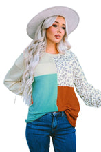 Load image into Gallery viewer, Patchwork Color Block Ribbed Long Sleeve Top
