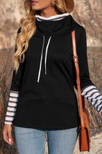 Load image into Gallery viewer, Striped Splicing High Neck Sweatshirt