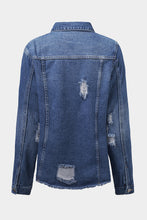 Load image into Gallery viewer, Lapel Distressed Raw Hem Buttons Denim Jacket