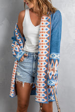 Load image into Gallery viewer, Aztec Print Open Front Knitted Cardigan