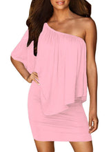 Load image into Gallery viewer, Multiple Dressing Layered Pink Mini Poncho Dress