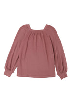 Load image into Gallery viewer, Square Neck Puff Sleeve Waffle Knit Top