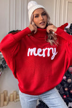 Load image into Gallery viewer, Merry Letter Embroidered High Neck Sweater