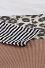 Load image into Gallery viewer, Stripes Leopard Splicing Colorblock Long Sleeve Top