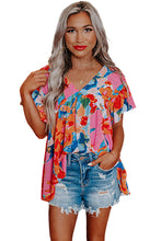 Load image into Gallery viewer, Abstract Print V Neck Flutter Sleeve Blouse