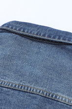 Load image into Gallery viewer, Lapel Distressed Raw Hem Buttons Denim Jacket