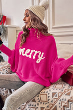 Load image into Gallery viewer, Merry Letter Embroidered High Neck Sweater