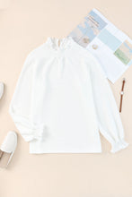 Load image into Gallery viewer, Frilled Smocked Neck Textured Bishop Sleeve Blouse