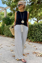 Load image into Gallery viewer, Drawstring Striped Wide Leg Pants