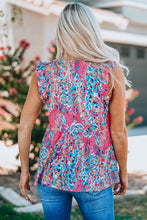 Load image into Gallery viewer, Boho Pattern Print Flounce V Neck Tank Top