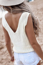 Load image into Gallery viewer, Hollowed Knit V Neck Tank Top