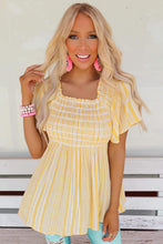 Load image into Gallery viewer, Striped Print Smocked Flowy Blouse