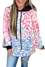 Load image into Gallery viewer, Multicolor Colorful Leopard Drawstring Splicing Hoodie