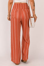 Load image into Gallery viewer, Striped Shirred High Waist Straight Leg Pants