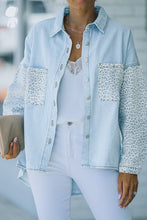 Load image into Gallery viewer, Contrast Leopard Denim Jacket