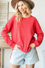 Load image into Gallery viewer, Waffle Knit Side Slit Pullover Top