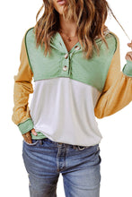 Load image into Gallery viewer, Colorblock Button Accent Pullover Hoodie