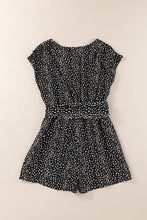 Load image into Gallery viewer, Leopard Print Belted V Neck Short Sleeve Romper