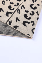 Load image into Gallery viewer, Khaki Leopard High Neck Side Slit Oversized Sweater