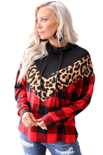 Load image into Gallery viewer, Chevron Plaid Leopard Patchwork Turtleneck Sweatshirt