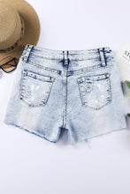 Load image into Gallery viewer, Distressed Bleached Denim Shorts