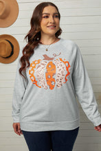 Load image into Gallery viewer, Halloween Pumpkin Leopard Print Plus Size Sweatshirt