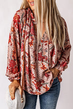Load image into Gallery viewer, Split V Neck Printed Blouse