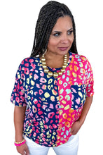 Load image into Gallery viewer, Plus Size Leopard Colorblock Short Sleeve Top